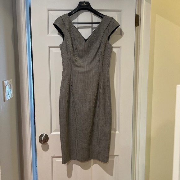 Michael Korshoundstooth cap sleeve fitted dress